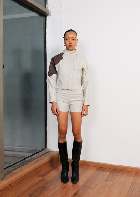 ONE-ARM VEGAN LEATHER JACKET