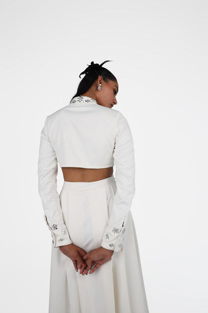 Embellished Collar Cropped Shirt