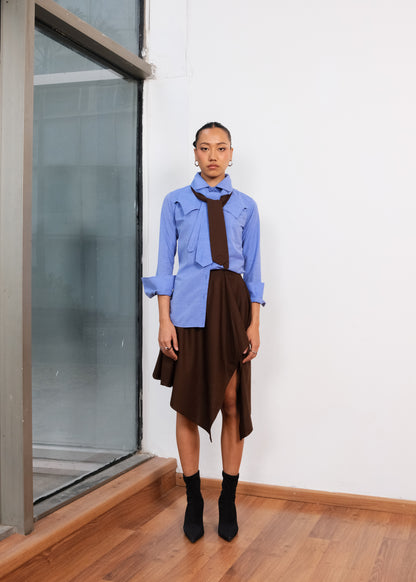 ASYMMETRICAL BROWN SKIRT