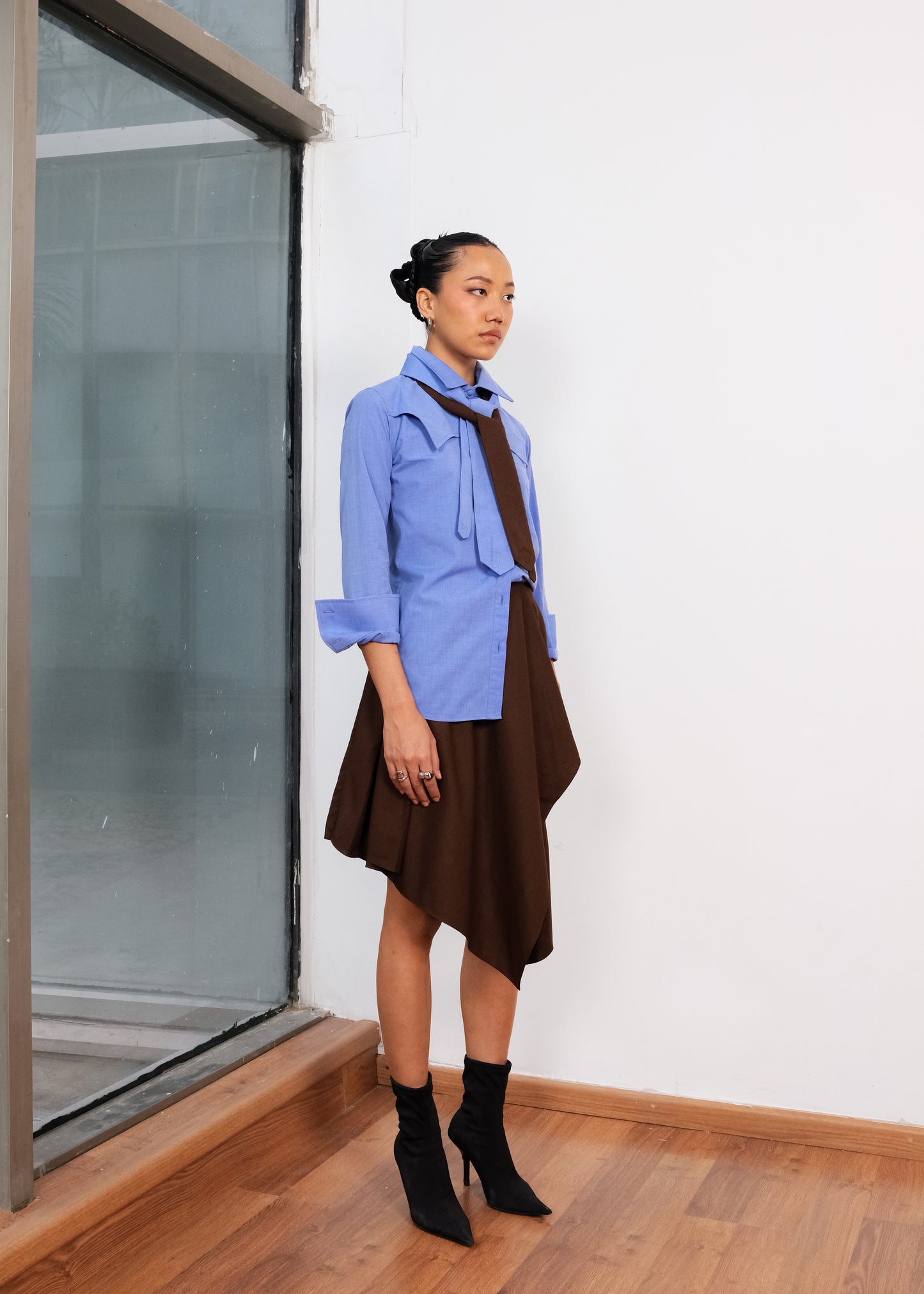 ASYMMETRICAL BROWN SKIRT