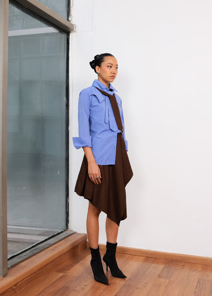 ASYMMETRICAL BROWN SKIRT