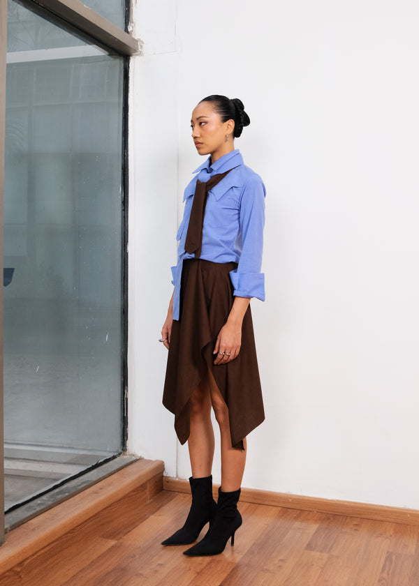 ASYMMETRICAL BROWN SKIRT