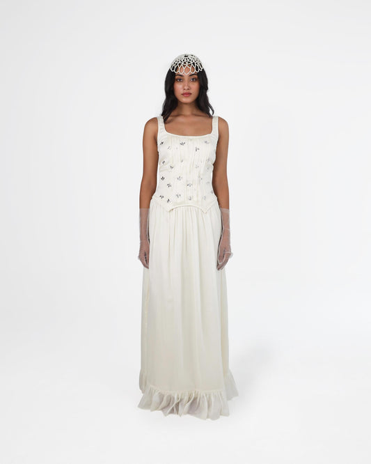 Frill-Hem Long Skirt